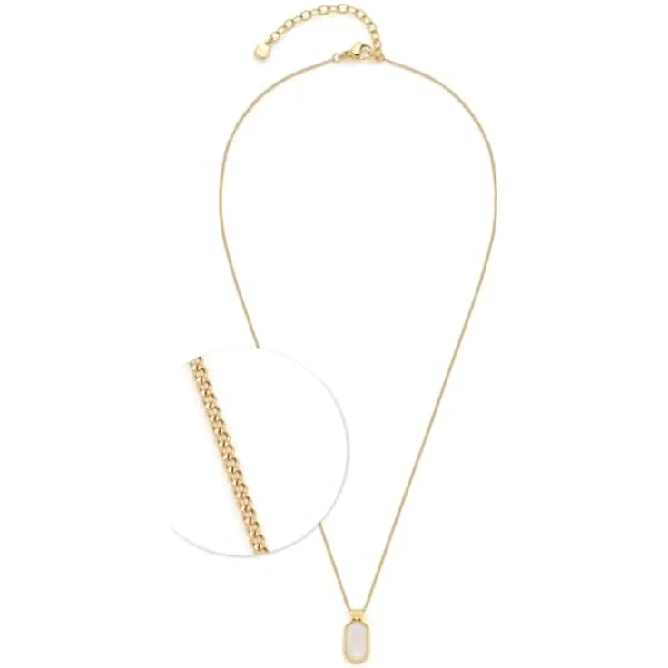 JEWELS BY LEONARDO Halskette Ciao Tally, kurze Panzer-Kette aus goldfarbenem Edelstahl mit beweglichem ovalen Perlmutt-Anhänger, 42-47 cm, Schmuck Geschenk für Frauen – Bild 1