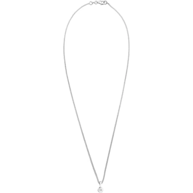 Elli DIAMONDS Halskette Damen, Rund Diamant (0.03 ct.) in 925 Sterling Silber, handgefertigt, 45 cm, Hochglanzpoliert – Bild 3