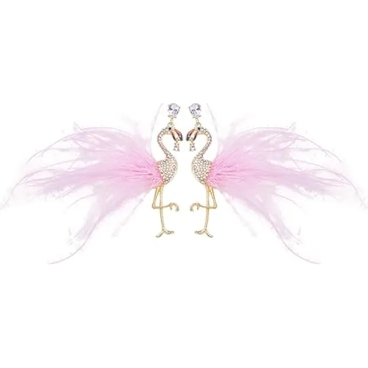 BSLVWG Vintage Pfau Dangle Ohrringe, 14K goldüberzogen mit grüner Kristallfeder, 1.02*2.68 Zoll, hypoallergen, ideales Geschenk für Frauen und Mädchen