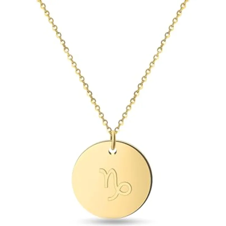 GD GOOD.designs Sternzeichen Kette Gold 18 Karat, wasserfest, vergoldete Edelstahl-Halskette mit individuell einstellbarem Horoskop Anhänger für Damen