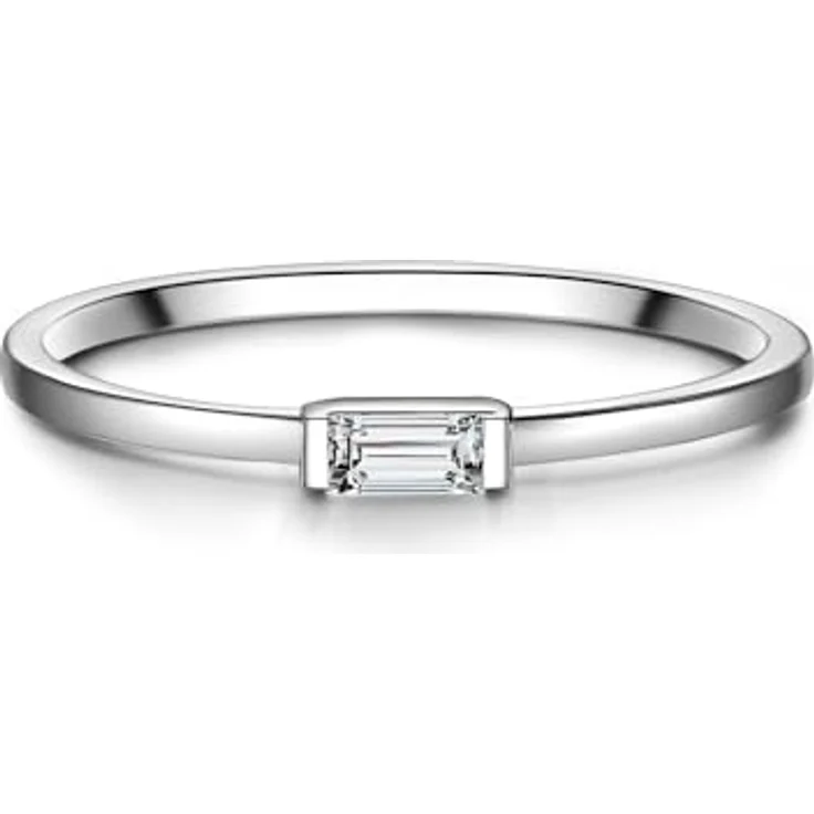 GLANZSTÜCKE MÜNCHEN Damen-Ring 925 Sterling Silber mit Zirkonia, modernes 3D-Bar-Design, rhodiniert, in Schmuckbox – Bild 1