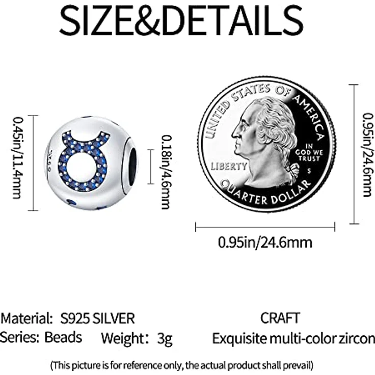 TINSLO Charm Anhänger Sternzeichen für Armband, 925 Sterling Silber mit Zirkonia, 12 Sternbilder, kompatibel mit Pandora Armband und europäischen Halsketten – Bild 5