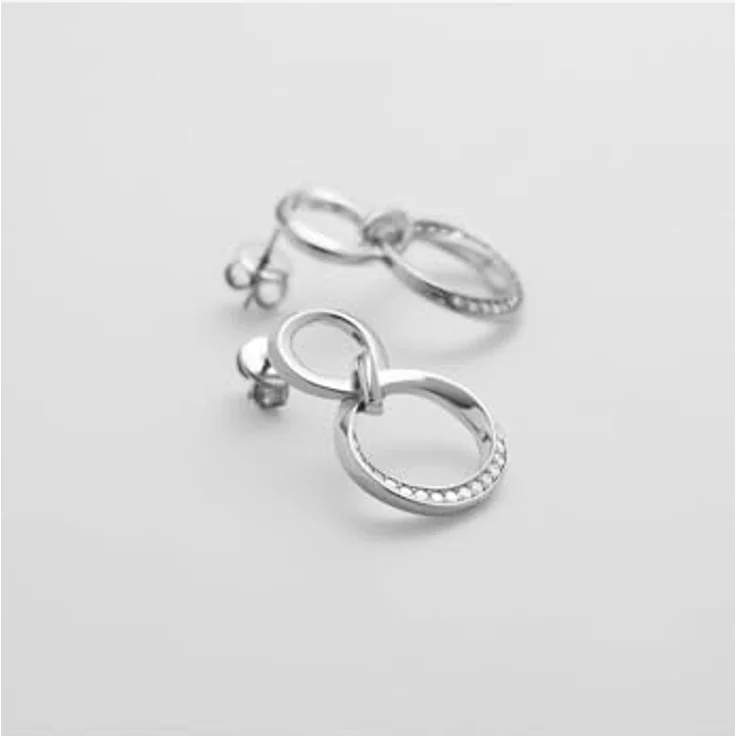JETTE Damen-Ohrhänger 925er Silber, recycelte Zirkonia, One Size, Silber 32029957 – Bild 4