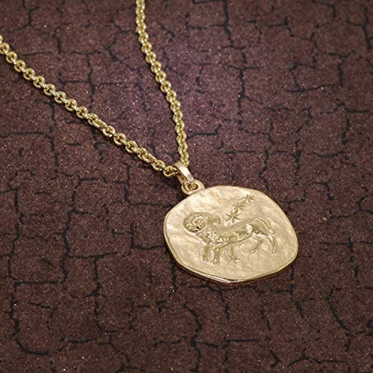 trendor Widder Sternzeichen-Halskette Ø 20 mm, goldplattierter Silberanhänger auf vergoldeter Silberkette, 50 cm, zeitloser Halsschmuck für Herren, Geschenkidee – Bild 3