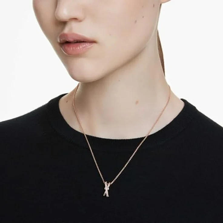 Swarovski Hyperbola-Anhänger 5689788, Kettenanhänger mit Zirkonia in roségoldfarbenem Design, 38-45 cm verstellbar, weißer Knoten – Bild 5