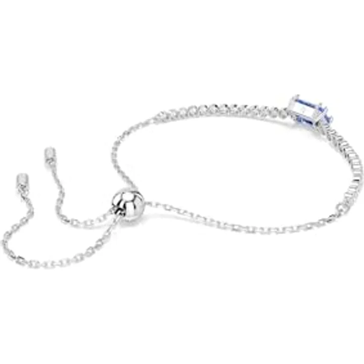 Swarovski Matrix Tennisarmband, Blaues, Rhodiniertes Armband mit Swarovski Zirconia in Baguette-Schliff – Bild 4