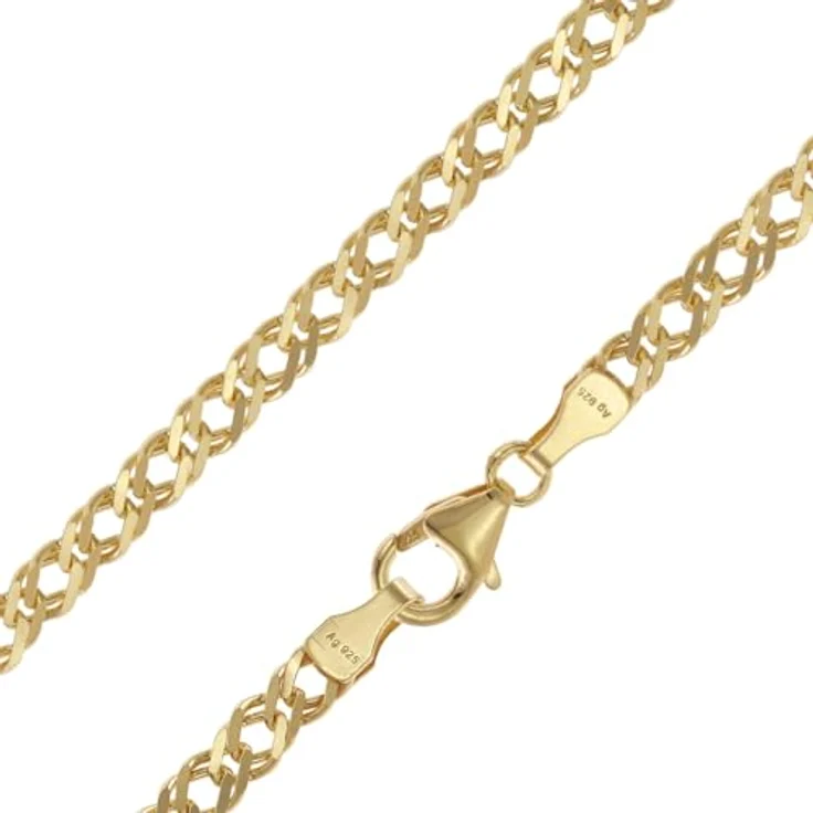trendor Armband Zwillingspanzer 925 Silber goldplattiert, 3,9 mm, 19 cm, hochwertiger Armschmuck für Damen und Herren – Bild 3