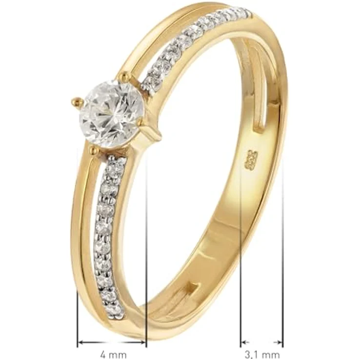 GLIZZ Damenring Gold 333/8K mit Zirkonia, elegantes Schmuckstück in Ringgröße 54/17,2, ideal für besondere Anlässe – Bild 4