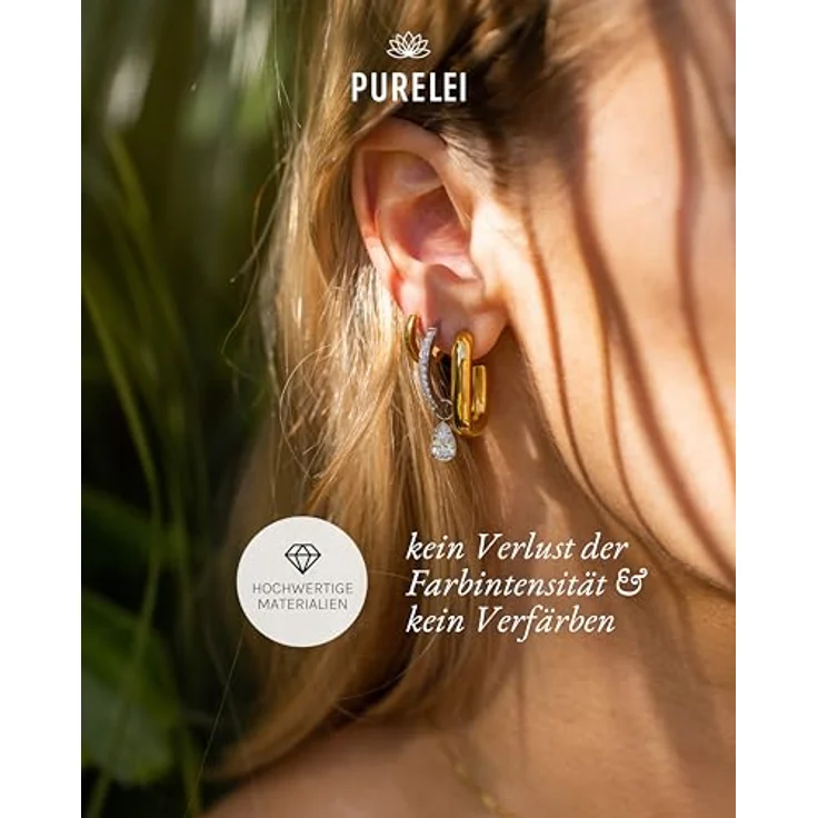 PURELEI Ike Ohrringe (Gold) – Wasserfeste Damenohrringe aus Edelstahl, 1,4 cm Durchmesser – Eleganter Modeschmuck für individuellen Stil – Bild 5