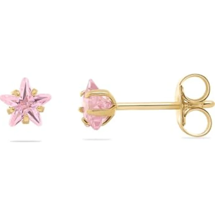 FAVS Ohrstecker 89193363, elegante 375 Gelbgold Ohrringe mit rosa Zirkonia und polierter Oberfläche, 0,5 cm – Bild 2