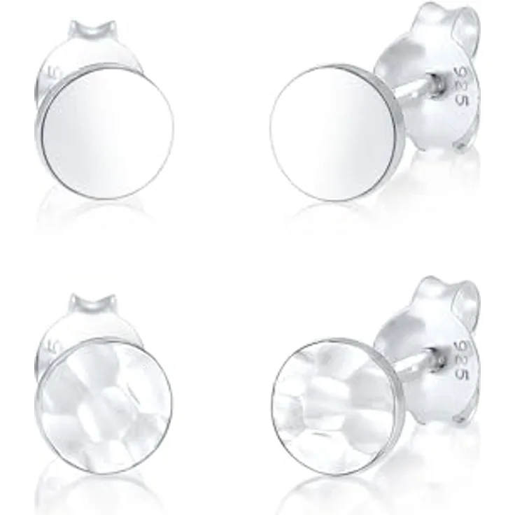 Elli Ohrringe Damen Ohrstecker 2er Set, Gehämmert und Glänzend, 925 Sterling Silber