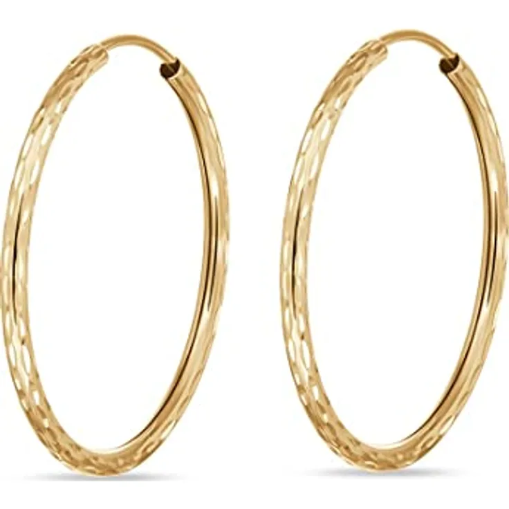 FAVS Creolen 88466446, feine Struktur aus 375er Gelbgold, diamantiert und poliert