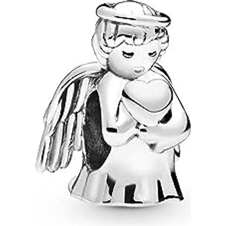 PANDORA Charm "Engel der Liebe" 798413C00, handveredelter Schutzengel aus Sterling-Silber mit detailreichen Engelsflügeln – Bild 4