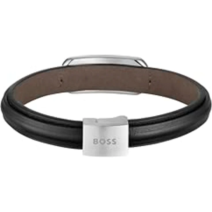 BOSS KODE Collection Herren-Armband mit schwarzem Leder, Edelstahlverschluss und BOSS Logo, 190 mm – Bild 2