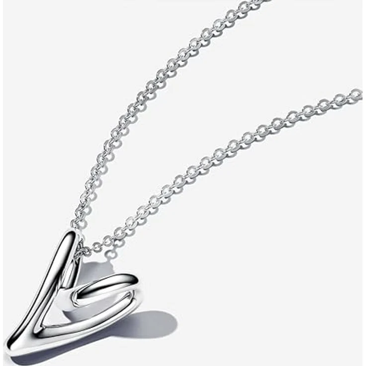PANDORA Essence Organisch Geformtes Herz Anhänger-Halskette, Sterling Silber, Größe 70cm, verstellbar – Bild 2
