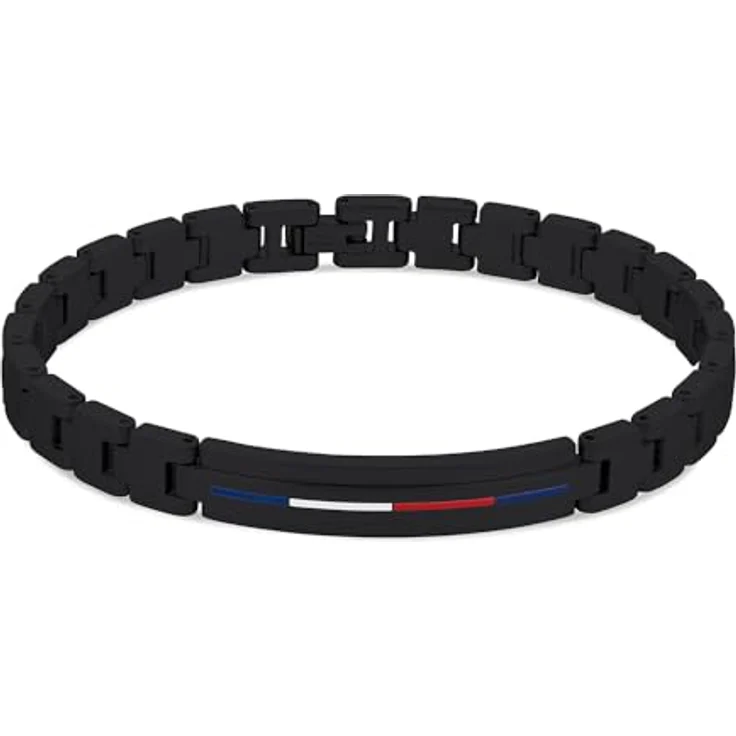 Tommy Hilfiger Jewelry Herren-Armband aus Edelstahl mit Knebelverschluss, poliertes Schwarz, verstellbar 18,5 - 20 cm, mit Tommy Hilfiger-Flaggenlogo – Bild 1