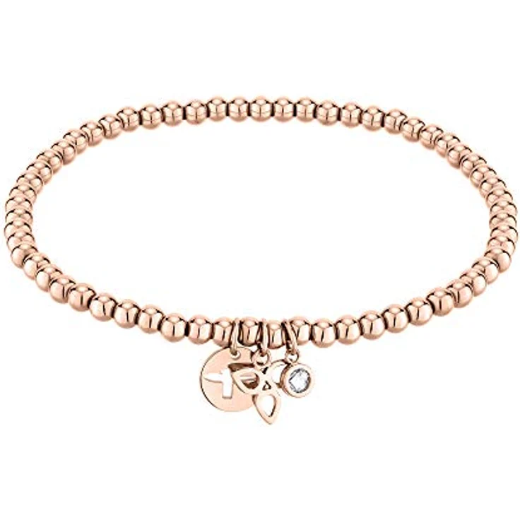 Tamaris Damen Armband TJ-0012-B-17, Roségold aus Edelstahl mit Blütenanhänger und Zirkoniasteinen, 17 cm Länge – Bild 1