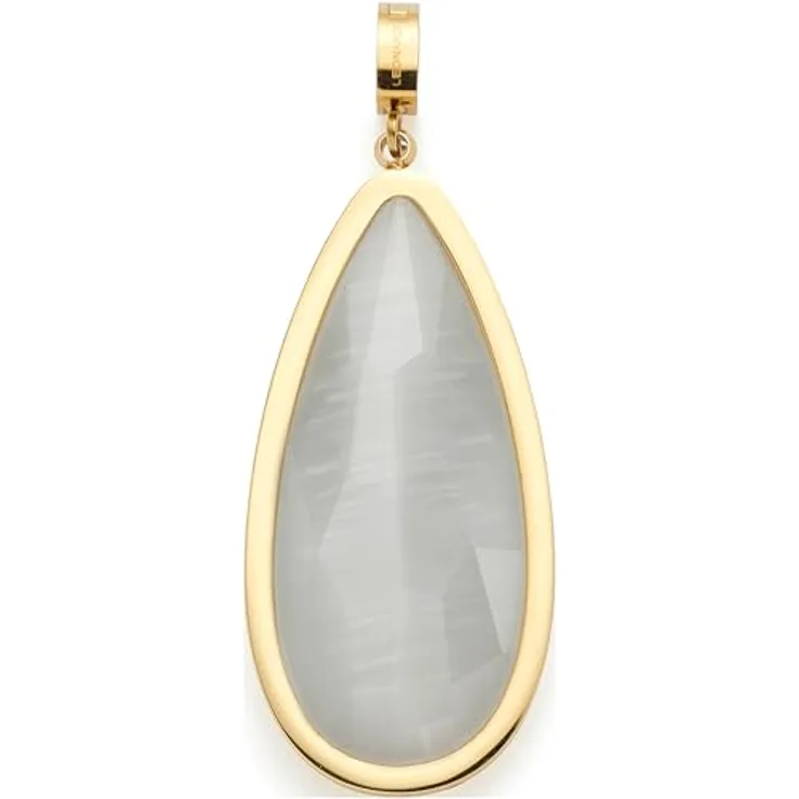 JEWELS BY LEONARDO Clip & Mix Jessy, Ketten-Anhänger aus goldfarbenem Edelstahl mit Catseye in Tropfenform, 5,5 x 2 x 0,6 cm, Allergikerfreundlich, Geschenk für Frauen, 024940