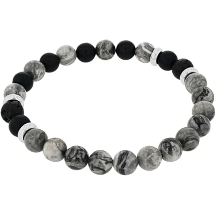 Amor Herren Armband aus Edelstahl mit Jaspis, 19 cm, Schwarz, in Schmuck Geschenk Box, 2040294 – Bild 4