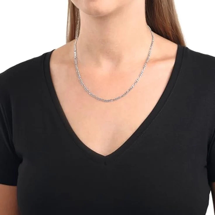 Amor Collier 925 Sterling Silber Unisex Halskette, 45 cm Figaro-Design mit Federringverschluss, in Schmuck Geschenk Box, 2017563 – Bild 2