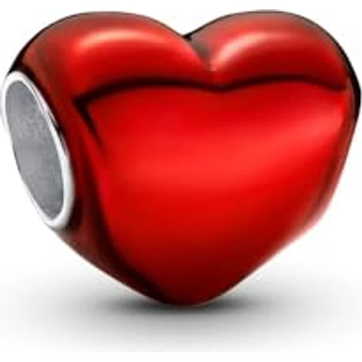 PANDORA Moments Rotes Metallic-Herz Charm aus Sterling Silber, handveredelt mit transparenter roter Emaille, kompatibel mit Moments Armbändern, 793337C02 – Bild 2