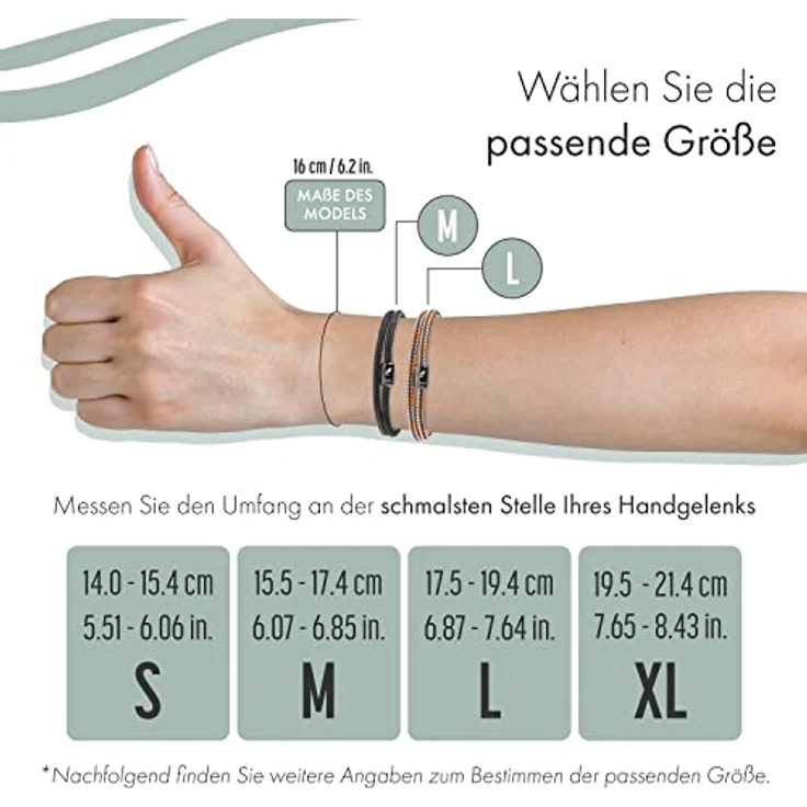 Wind Passion Surferarmband Paracord, handgemachtes, maritimes und wasserdichtes Armband für Damen und Herren mit Edelstahl-Magnetverschluss, Large (Wrist size: 17.5-19.4 cm) – Bild 3