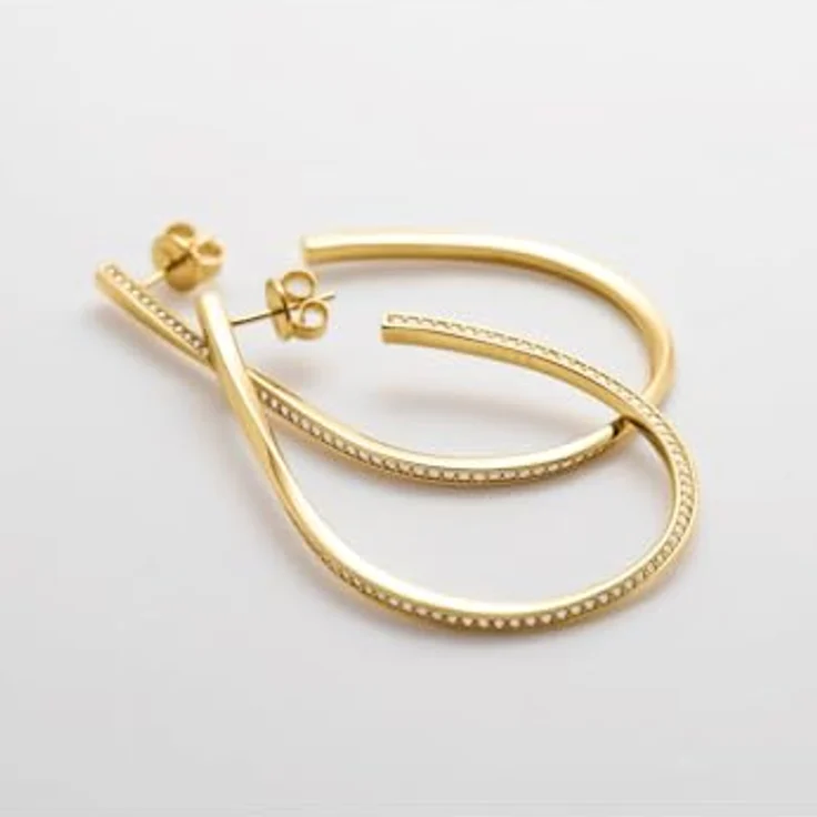 JETTE Damen-Ohrhänger 925er Silber, recycelte Zirkonia, Gelbgold, One Size – Bild 4