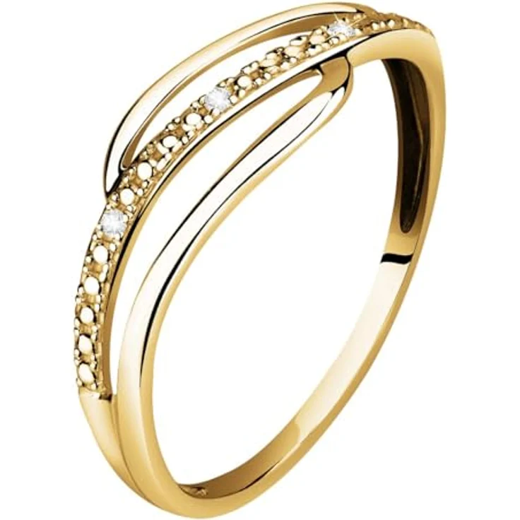 CHRIST Damenring 375er Gelbgold mit 3 Diamanten, Ringgröße 52 – Bild 1