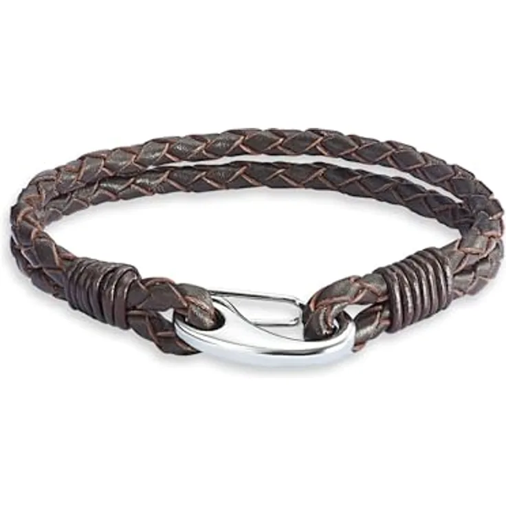 Rafaela Donata Echtleder Armband dunkelbraun, zweisträngig Unisex mit Edelstahl-Verschluss in verschiedenen Längen, hochwertig und vielseitig