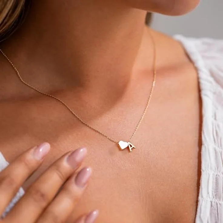 TINGN Herz Halskette mit Buchstaben, 14K vergoldete Damen-Halskette mit Initial Z, 40 CM lange Kette für Frauen und Mädchen, personalisierte Geschenke – Bild 3