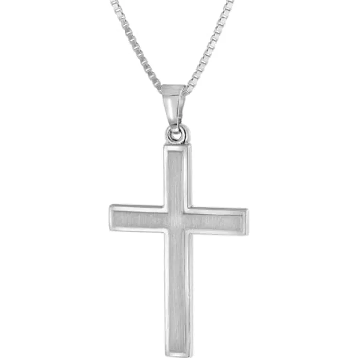 trendor Herren-Halskette mit Kreuz 925 Silber, rhodinierte 21 mm Venezianerkette, 50 cm, inklusive Geschenkbox und Mikrofaser-Pflegetuch, langlebiger Halsschmuck