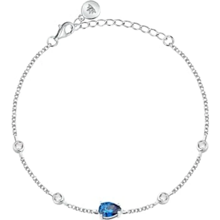 Morellato Armband Tesori SAIW201, verstellbar aus 925er Silber mit 4 weißen und 1 meeresblauem Farbstein, Zirkonia-Dekor – Bild 1