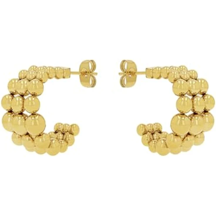 JOOP! Creolen Edelstahl Damen Ohrschmuck, 20x15 mm, IP-Gold, Bead-Optik, mit Steckverschluss, in Geschenkbox, 2039831 – Bild 3