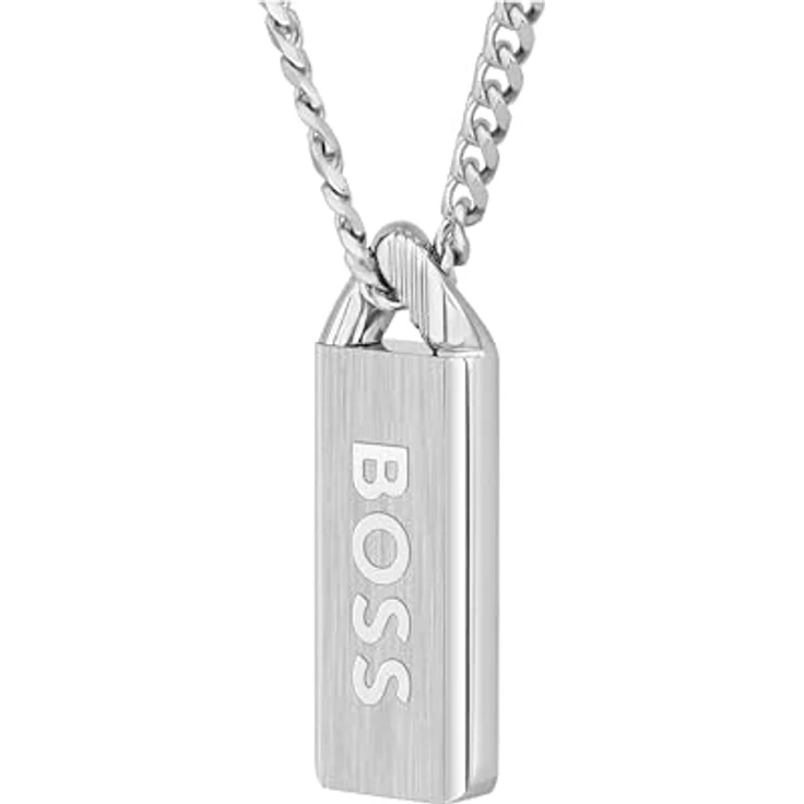 BOSS KASSY EMBLEM Herren-Halskette, Edelstahl mit Anhänger aus schwarzem Email, 558 mm, sicherer Karabinerverschluss – Bild 4