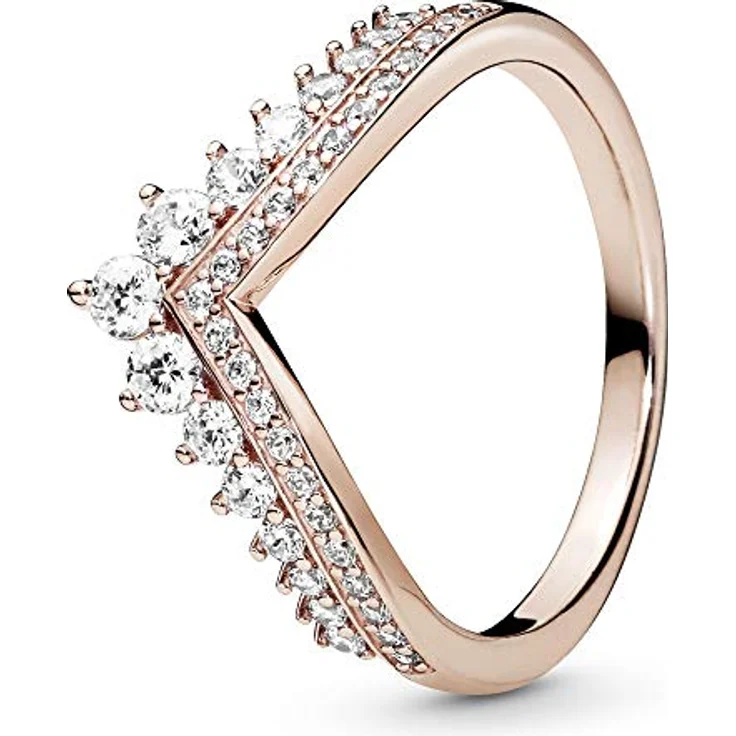 PANDORA Prinzessin-Wishbone Ring in Roségold, 14 Karat rosévergoldete Metalllegierung mit Cubic Zirkonia, Timeless Collection, Größe 56 – Bild 3