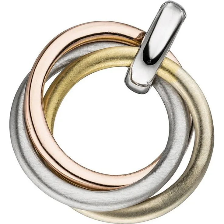 JOBO Kettenanhänger verschlungen, 925 Silber vergoldet tricolor, rhodiniert und anlaufgeschützt, 26,9 mm hoch