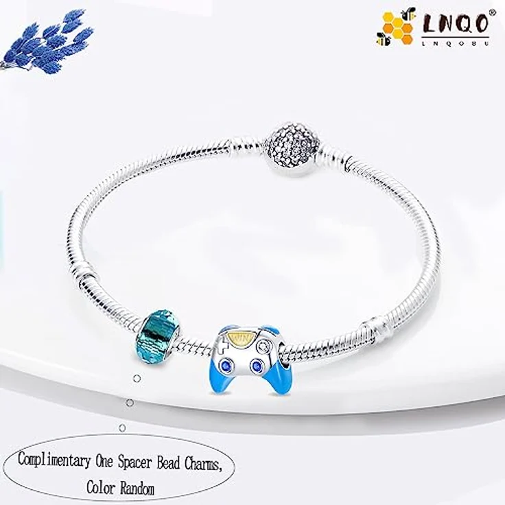LNQOBU Silber 925 Charms Anhänger mit Spacer Beads, kompatibel mit Pandora und europäischen Armbändern, 4,5-5 mm Lochgröße – Bild 3