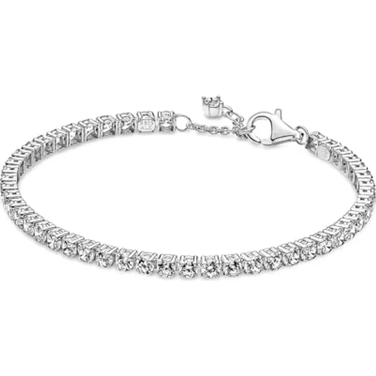 PANDORA Moments Funkelndes Tennisarmband mit Karabiner-Verschluss, Sterling Silber, 16 cm, kompatibel mit Ringen der Moments Kollektion