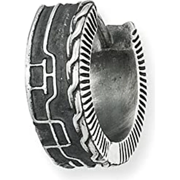 caÏ Herren Single-Ohrring 925/- Sterling Silber 1,3cm oxidiert, ohne Stein, weiß, inkl. Etui – Bild 1