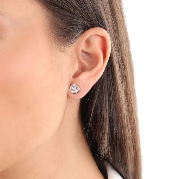 s.Oliver Damen Ohrstecker, 925er Sterling Silber rosévergoldet mit Zirkonia, 8 mm – Bild 3