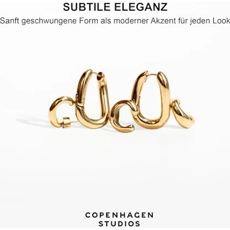 COPENHAGEN STUDIOS Organics Ear Cuff, gold, aus poliertem Edelstahl mit 14K Vergoldung, wasserfest, hautfreundlich, organisches Design – Bild 5
