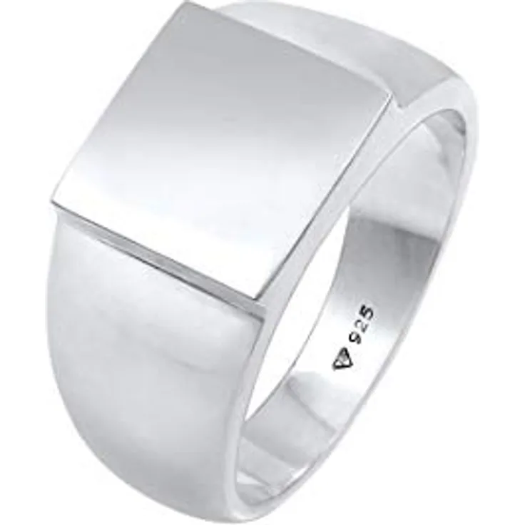 Kuzzoi Siegelring Herrenring massiv (11 mm), poliert in 925 Sterling Silber, recheckige Oberfläche, Ringgröße 60, Biker Schmuck
