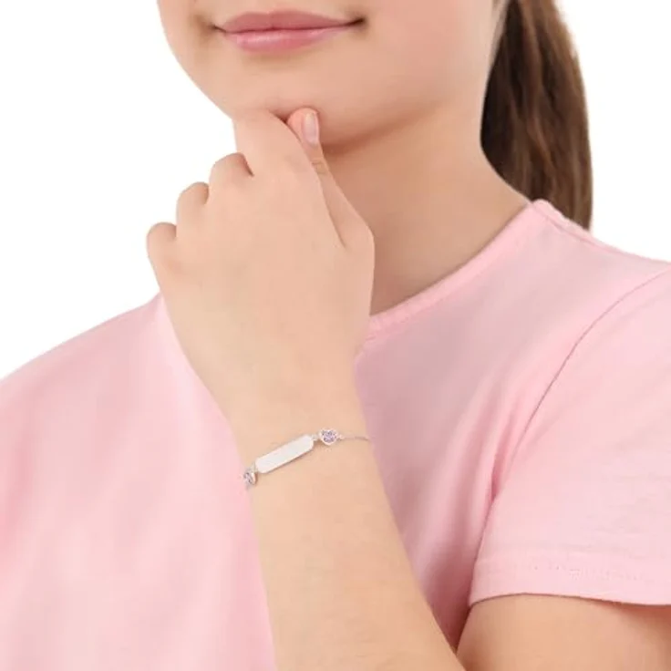 Prinzessin Lillifee Silberarmband mit Herzen, Zirkonia in Flieder und Rosa,925er Sterling Silber mit Rhodiumbeschichtung – Bild 3