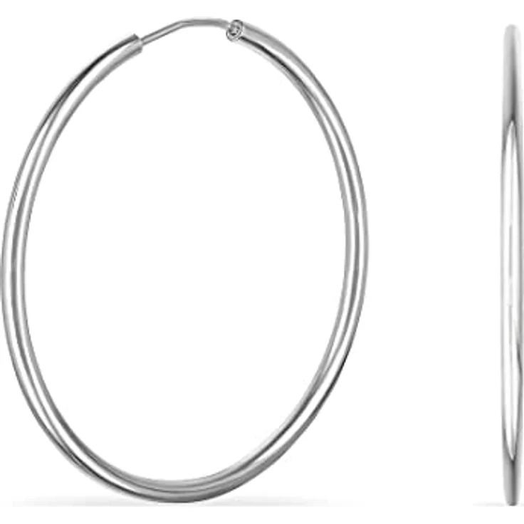 FAVS Damen-Creolen, 925er Silber, Durchmesser 30 mm, klassisches Design – Bild 2