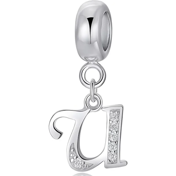 XWN Buchstabe Charm Anhänger Alphabet A-Z, 925 Sterling Silber mit kubischem Zirkon, kompatibel mit Pandora Armbändern und Halsketten