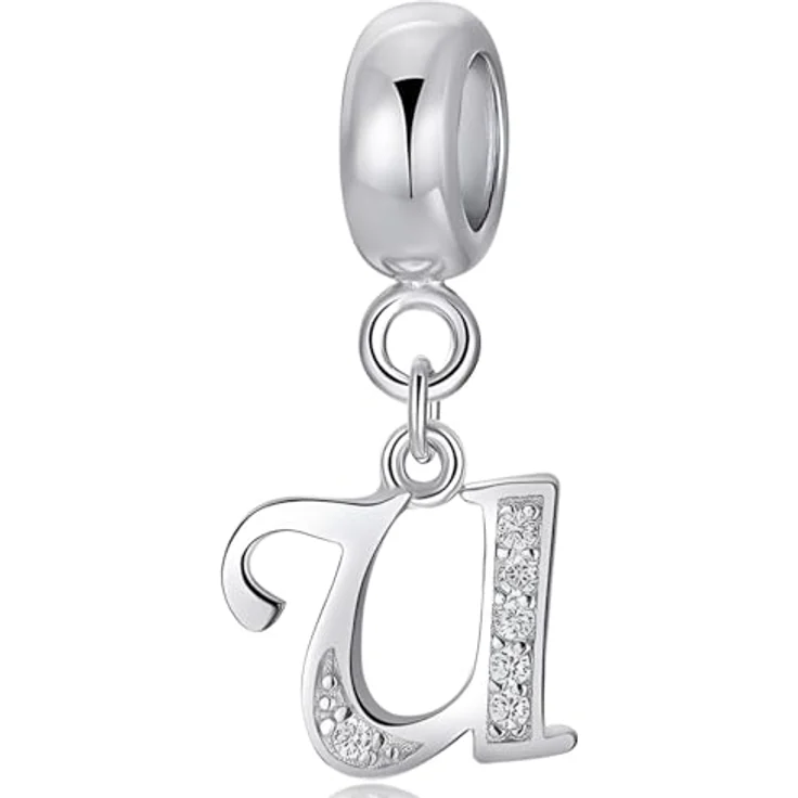 XWN Buchstabe Charm Anhänger Alphabet A-Z, 925 Sterling Silber mit kubischem Zirkon, kompatibel mit Pandora Armbändern und Halsketten – Bild 1