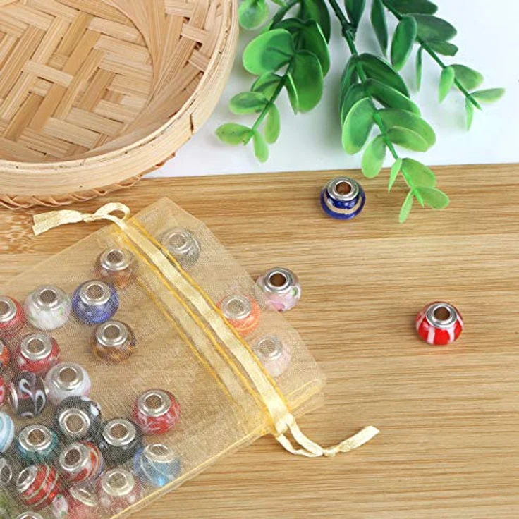 Naler 120 x Organza Geschenktüten, golden, 10 x 15 cm, waschbar, wiederverwendbar für Schmuck und Deko – Bild 5