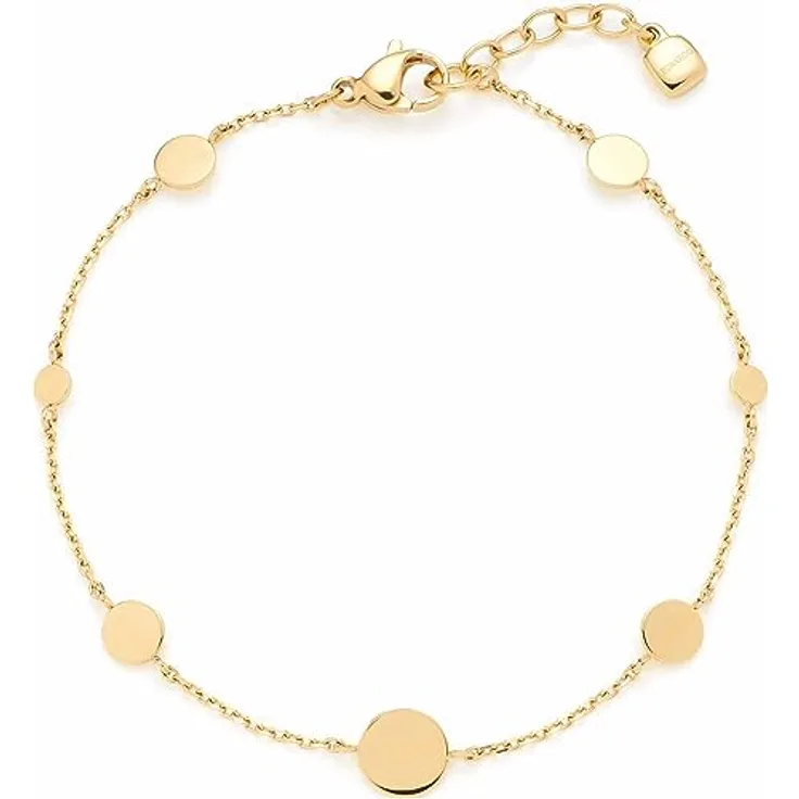 JEWELS BY LEONARDO Armband Ciao Milla, goldfarbenes Stainless Steel mit Plättchen in verschiedenen Größen, 18-20 cm, elegantes Schmuck Geschenk für Frauen, 023313