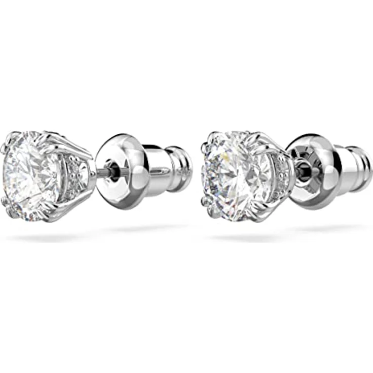 Swarovski Stilla Ohrringe, Rhodinierte Ohrstecker mit klaren Swarovski Kristallen und Pavé-Einfassung – Bild 4