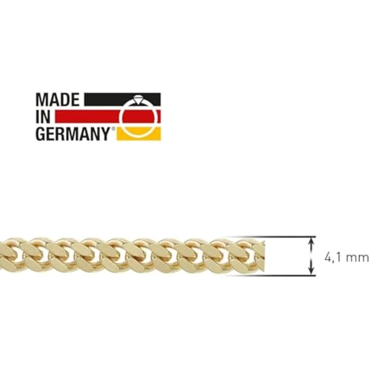 trendor Panzerarmband für Damen und Herren, 925 Silber vergoldet, 4,1 mm diamantierte Flachpanzerkette, 19 cm, mit Mikrofaser-Pflegetuch, hochwertiges Geschenk – Bild 5